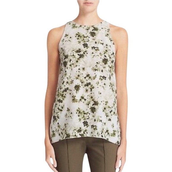 Theory Silk Sleeveless Kalstinn Top Spring Green Floral Size Medium - Picture 13 of 13